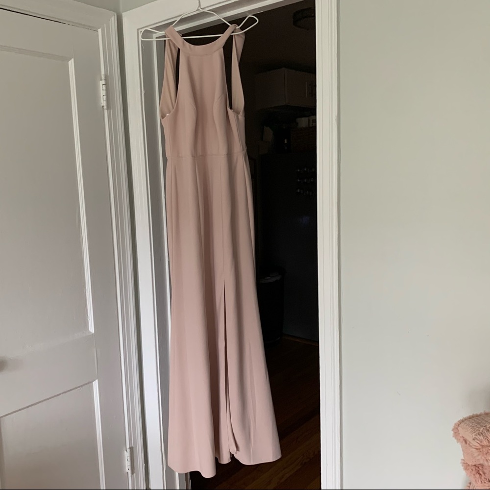 After six Crepe halter bridesmaids dress